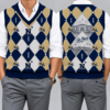 Navy Midshipmen Team Argyle Football Fan V-Neck Sleeveless Knit Vest