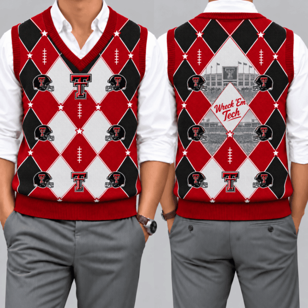 Texas Tech Red Raiders Team Argyle Football Fan V-Neck Sleeveless Knit Vest