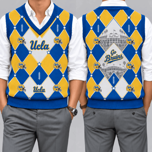UCLA Bruins Team Argyle Football Fan V-Neck Sleeveless Knit Vest