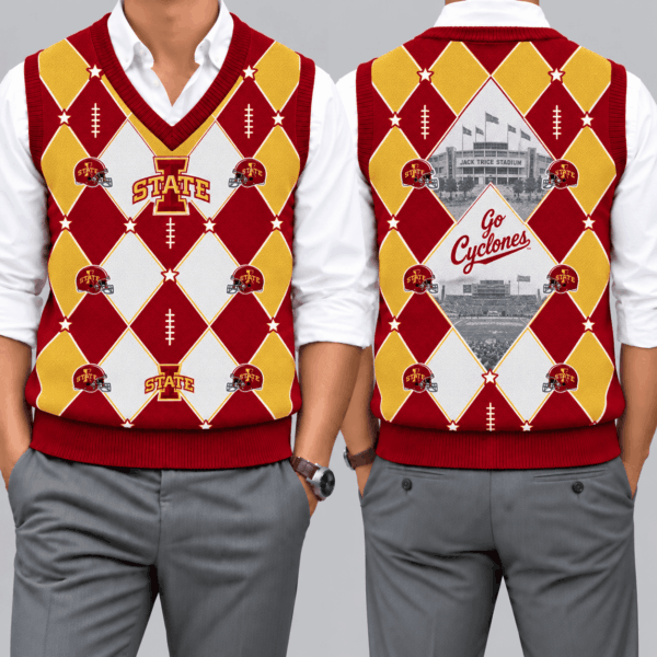 Iowa State Cyclones Team Argyle Football Fan V-Neck Sleeveless Knit Vest
