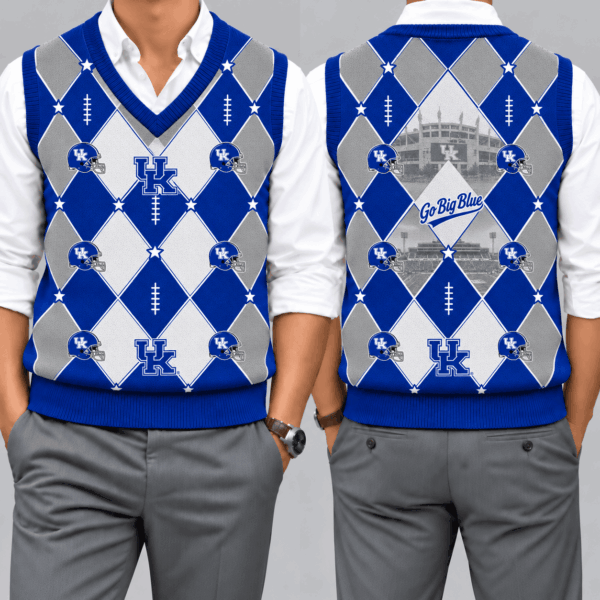 Kentucky Wildcats Team Argyle Football Fan V-Neck Sleeveless Knit Vest