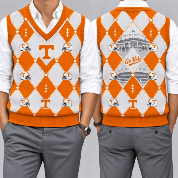 Tennessee Volunteers Team Argyle Football Fan V-Neck Sleeveless Knit Vest