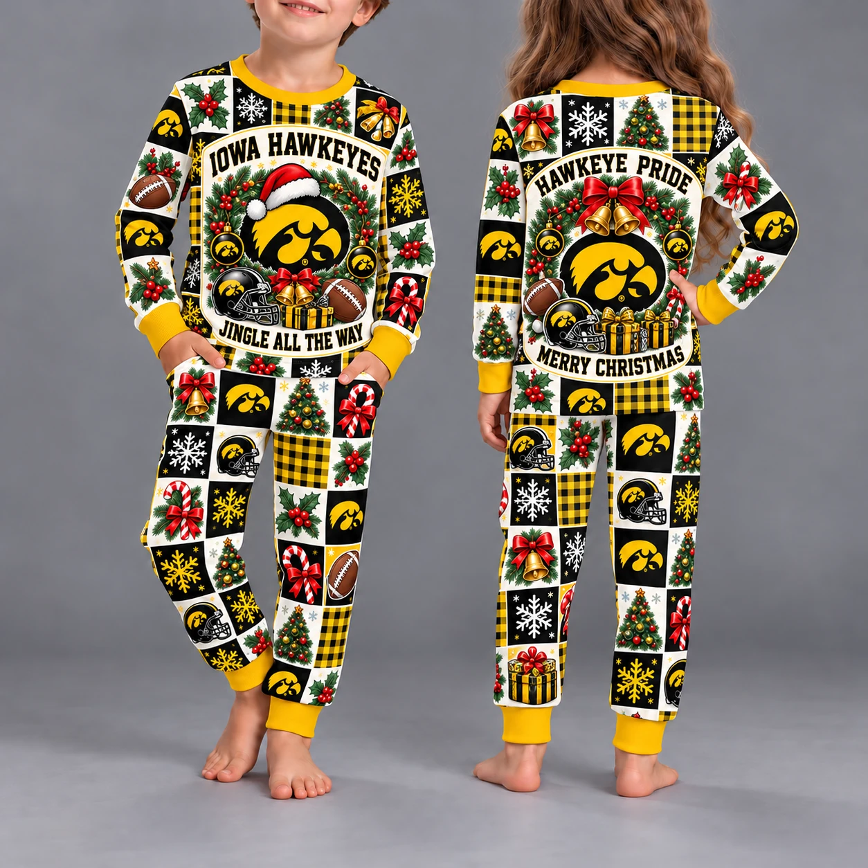 Iowa Hawkeyes Kids Christmas Pajama Set