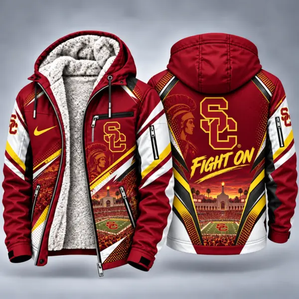 USC Trojans Men's Christmas Graphic Hooded Winter Coat – Festive Holiday Edition