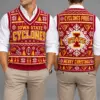 Iowa State Cyclones Christmas Argyle Football Fan V-Neck Sleeveless Knit Vest