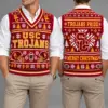 USC Trojans Christmas Argyle Football Fan V-Neck Sleeveless Knit Vest