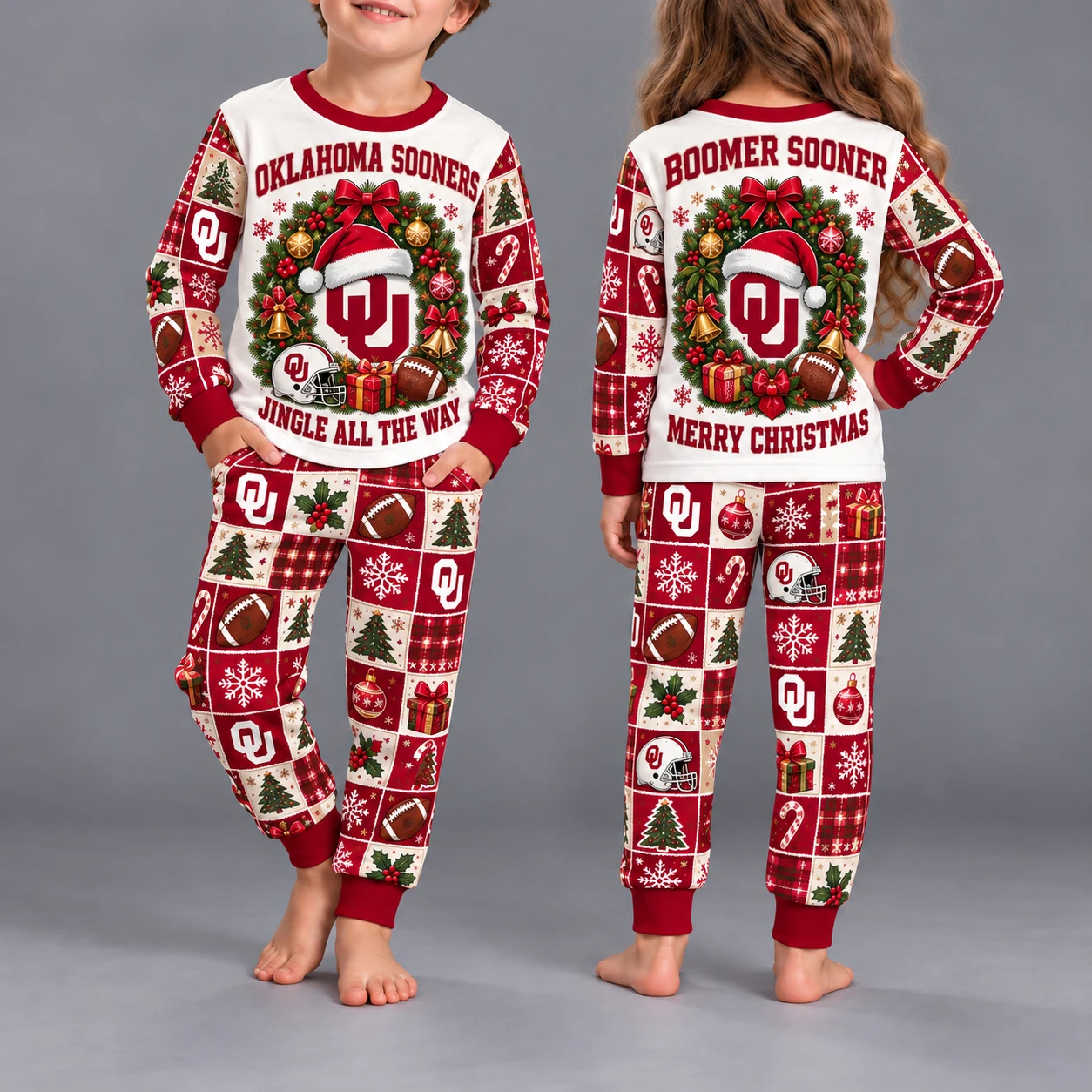 Oklahoma Sooners Kids Christmas Pajama Set