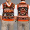 Oklahoma State Cowboys Christmas Argyle Football Fan V-Neck Sleeveless Knit Vest
