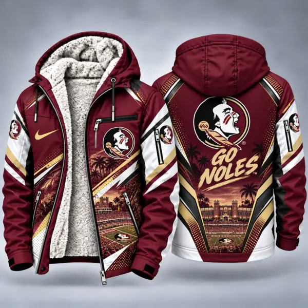 Florida State Seminoles Men's Christmas Graphic Hooded Winter Coat – Festive Holiday Edition