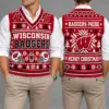 Wisconsin Badgers Christmas Argyle Football Fan V-Neck Sleeveless Knit Vest