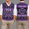 TCU Horned Frogs Christmas Argyle Football Fan V-Neck Sleeveless Knit Vest