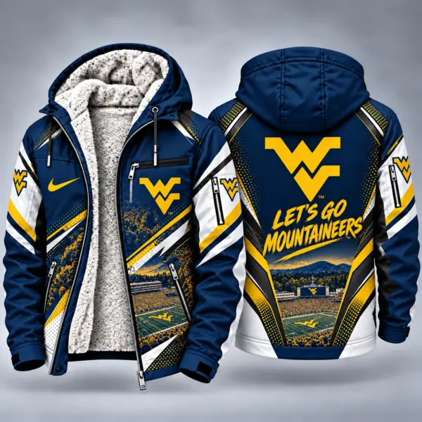 West Virginia Mountaineers Men's Christmas Graphic Hooded Winter Coat – Festive Holiday Edition