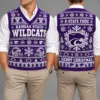 Kansas State Wildcats Christmas Argyle Football Fan V-Neck Sleeveless Knit Vest