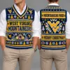 West Virginia Mountaineers Christmas Argyle Football Fan V-Neck Sleeveless Knit Vest