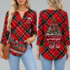 Women's Christmas Plaid V-Neck Collar Long Sleeve Casual Shirt with Festive Holiday Print – Alabama Crimson Tide front and back