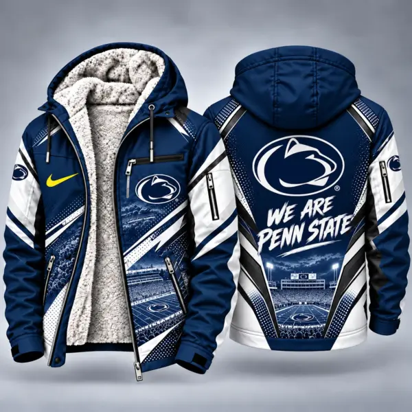 Penn State Nittany Lions Men's Christmas Graphic Hooded Winter Coat – Festive Holiday Edition