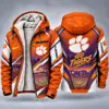 Clemson Tigers Men's Christmas Graphic Hooded Winter Coat – Festive Holiday Edition