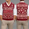 Oklahoma Sooners Christmas Argyle Football Fan V-Neck Sleeveless Knit Vest