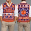 Clemson Tigers Christmas Argyle Football Fan V-Neck Sleeveless Knit Vest