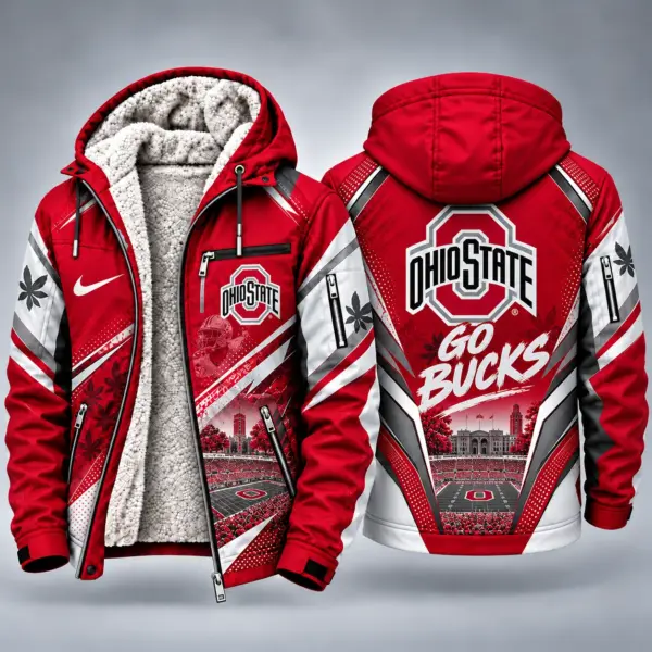 Ohio State Buckeyes Men's Christmas Graphic Hooded Winter Coat – Festive Holiday Edition