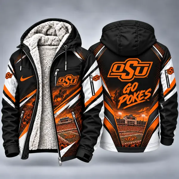 Oklahoma State Cowboys Men's Christmas Graphic Hooded Winter Coat – Festive Holiday Edition