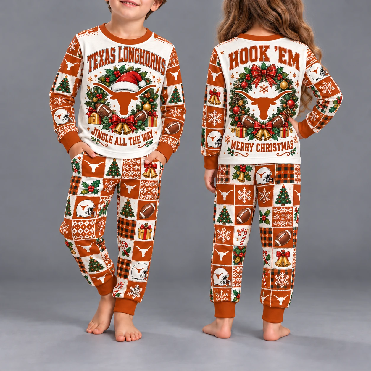 Texas Longhorns Kids Christmas Pajama Set