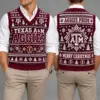 Texas A&M Aggies Christmas Argyle Football Fan V-Neck Sleeveless Knit Vest