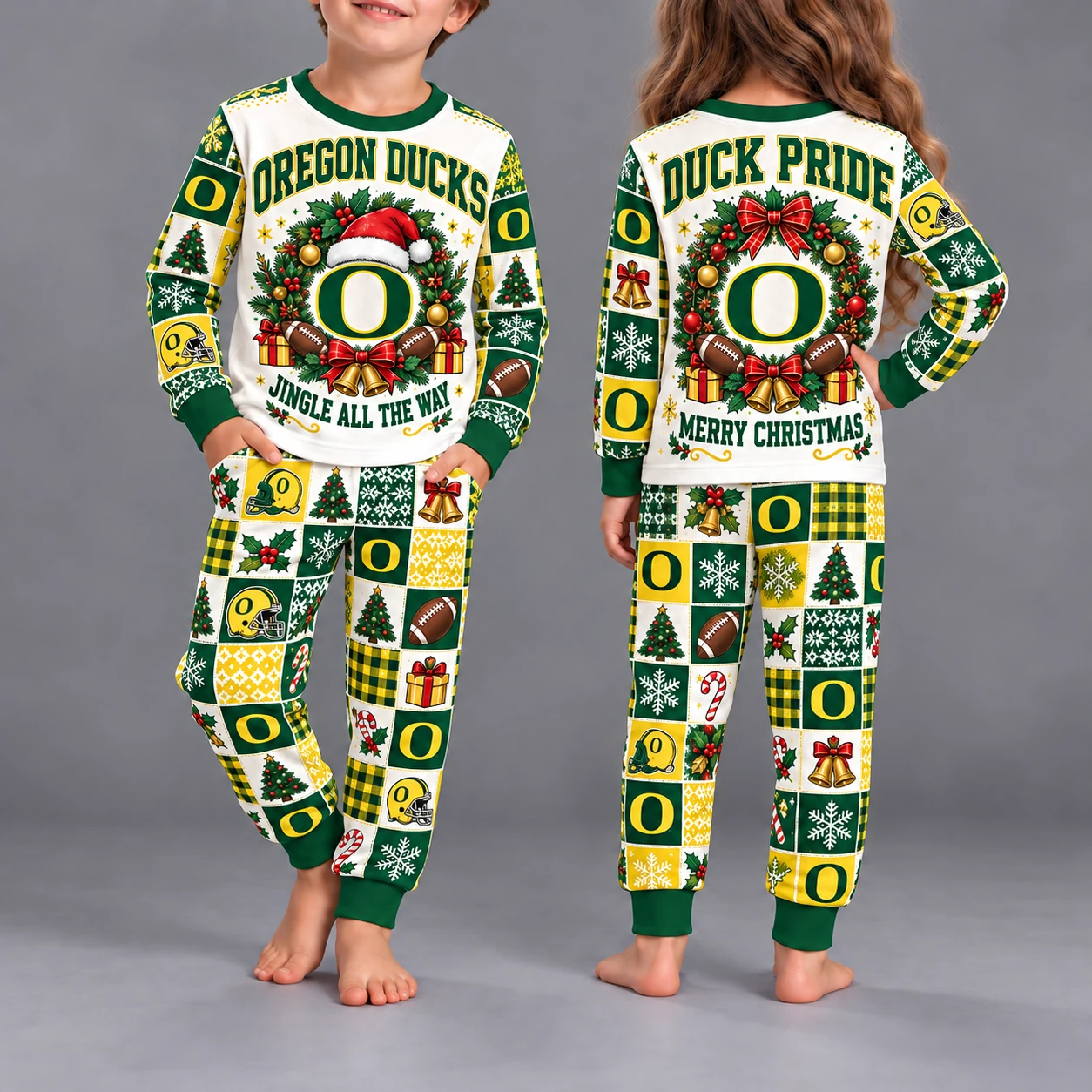 Oregon Ducks Kids Christmas Pajama Set