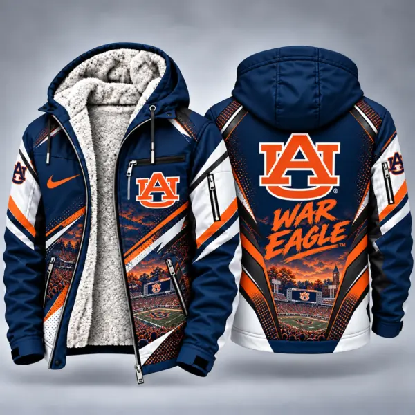 Auburn Tigers Men's Christmas Graphic Hooded Winter Coat – Festive Holiday Edition