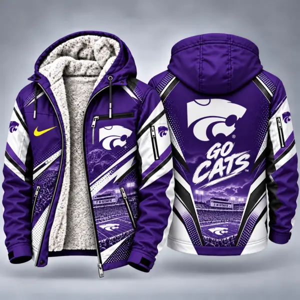 Kansas State Wildcats Men's Christmas Graphic Hooded Winter Coat – Festive Holiday Edition